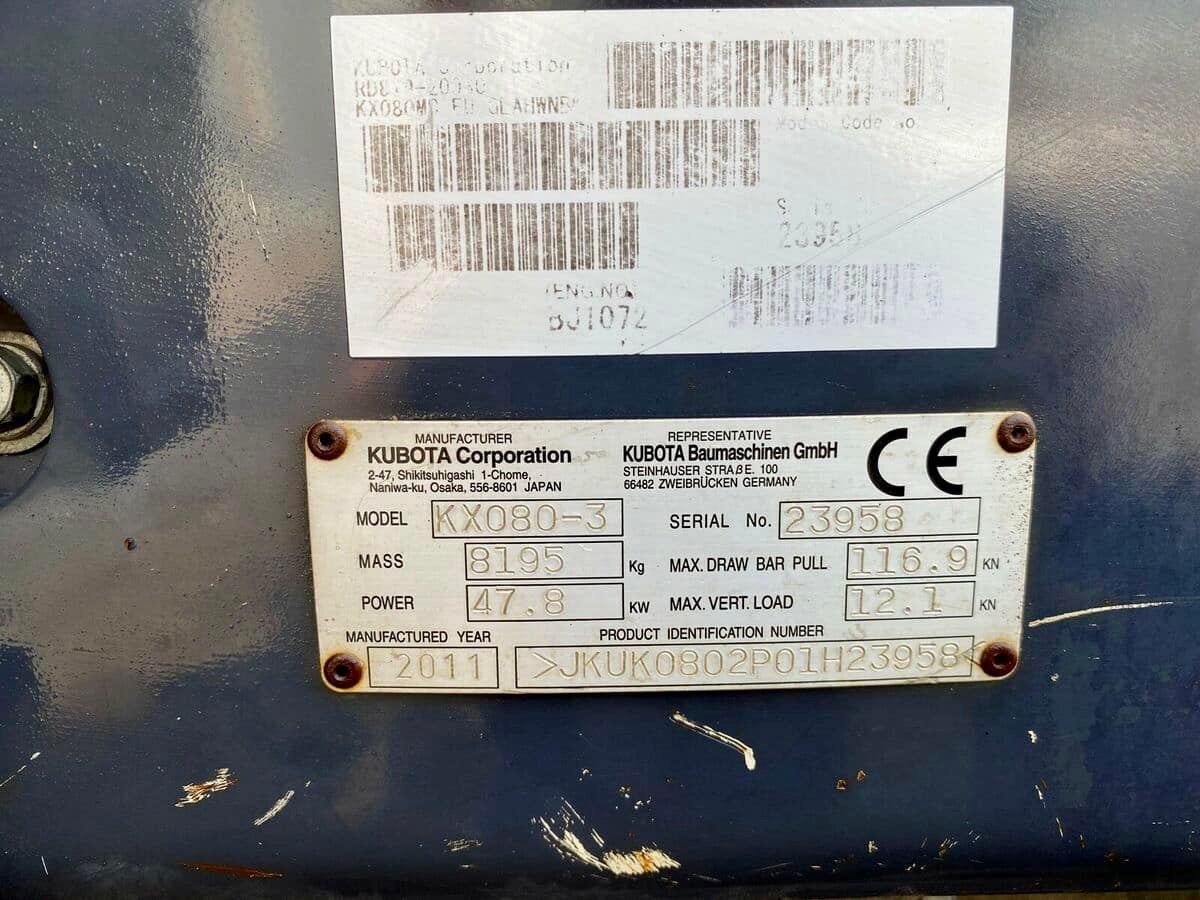 Kubota KX080-3 (2011) – Mini-Pelle 8T2 Kubota KX080-3 (2011) – Mini-Pelle 8T2