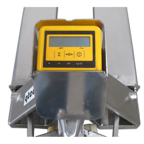 Transpalette peseur en acier inoxydable Qteck WHW 2000V – Capacité 2000 kg, hauteur de levage 200 mm