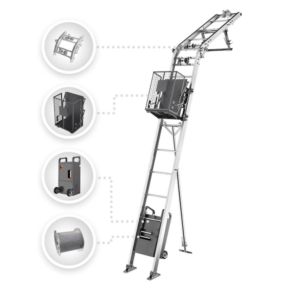 Ascenseur de chantier RoofClimber – Kit jusqu’à 21 mètres