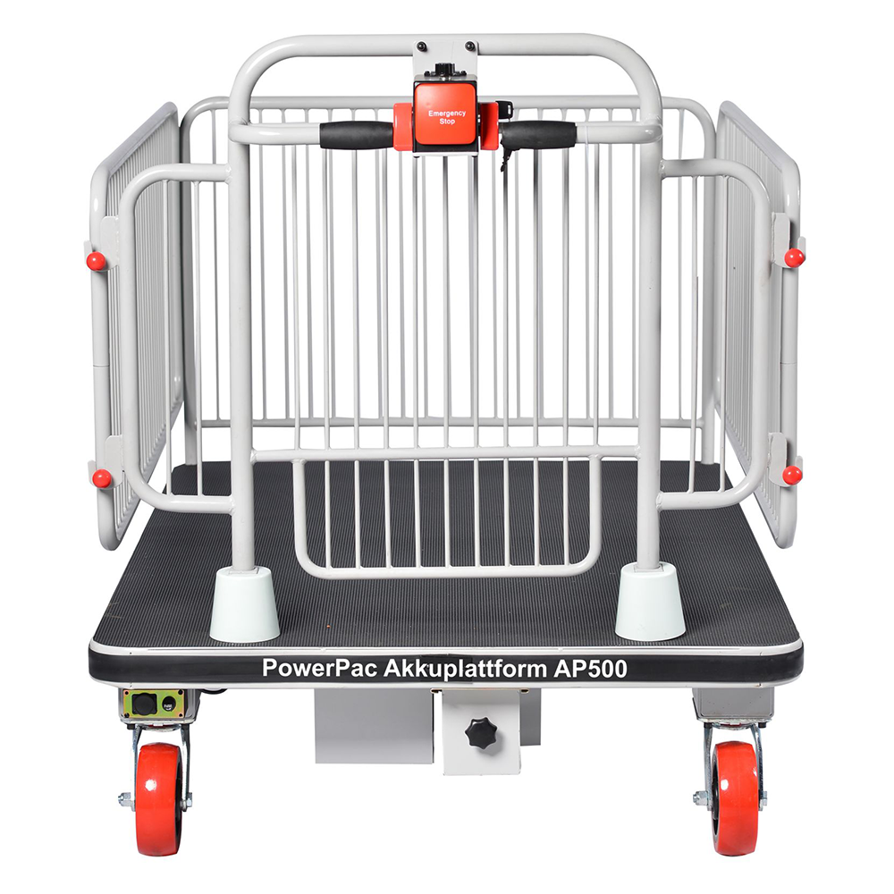 Chariot électrique à plate-forme PowerPac AP500 – capacité 500 kg avec grilles latérales
