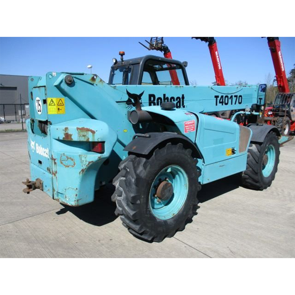Chariot télescopique de marque JLG, modèle d’occasion, équipé d’un moteur diesel.